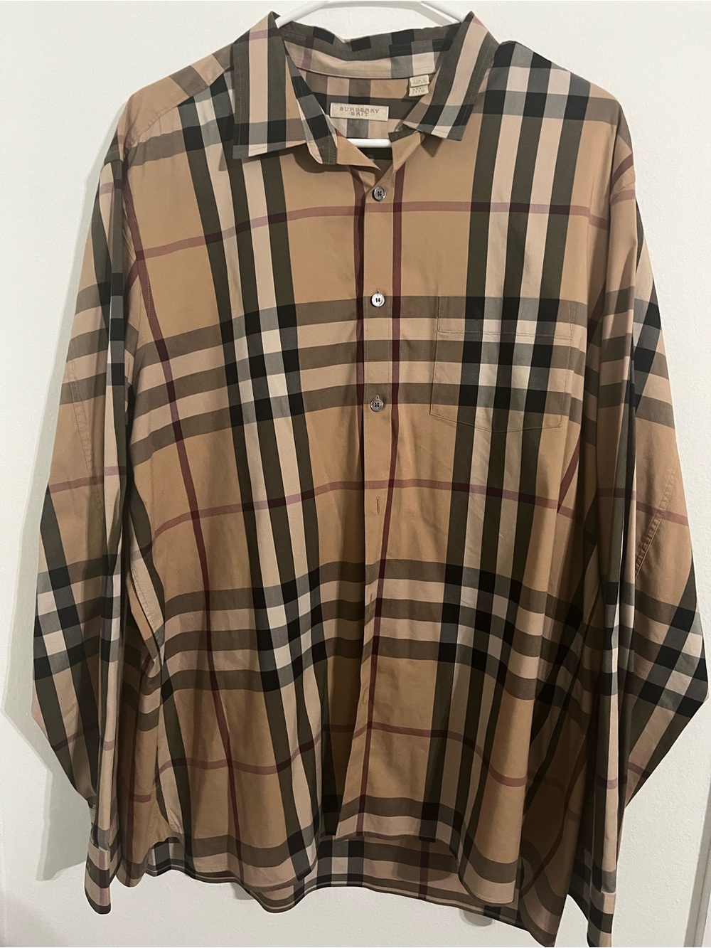 Burberry Tan Plaid Lightweight Shirt Jacket